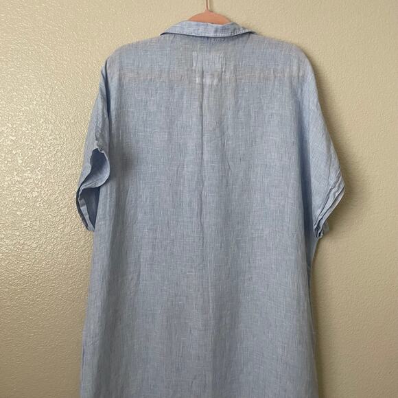 Grayson Shirt Dress Womens 4 Large Blue Artist Linen Maxi Lagenlook Minimalist - Picture 8 of 12
